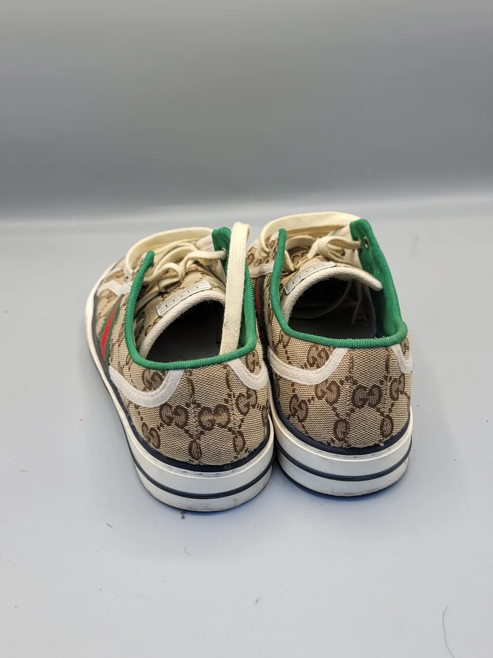 Gucci Tennis 1977 Web GG Monogram Mens Beige White Sneakers